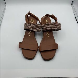 Italian Shoemakers Coletty Brown Block Heel Sandals Sz 8